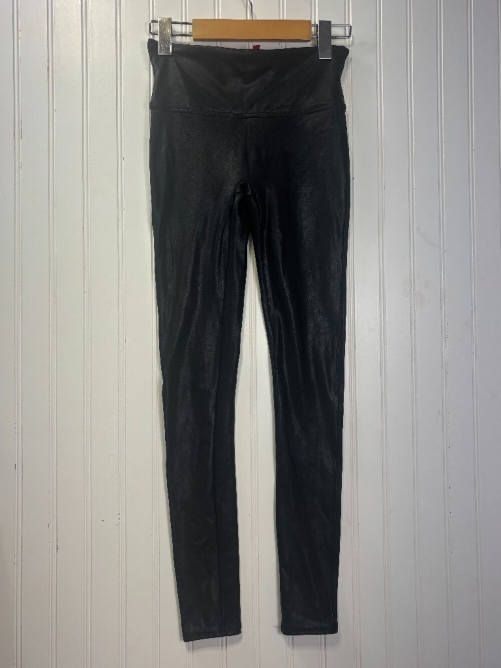 SPANX Faux Leather Leggings Black Size Small High Rise Shaping Pull-On Skinny Pa - Picture 2 of 6